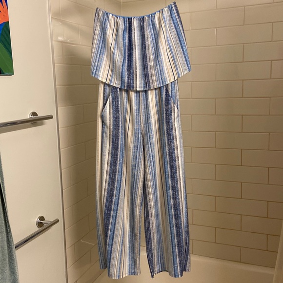 EUC blue strapless jumpsuit - Picture 2 of 6